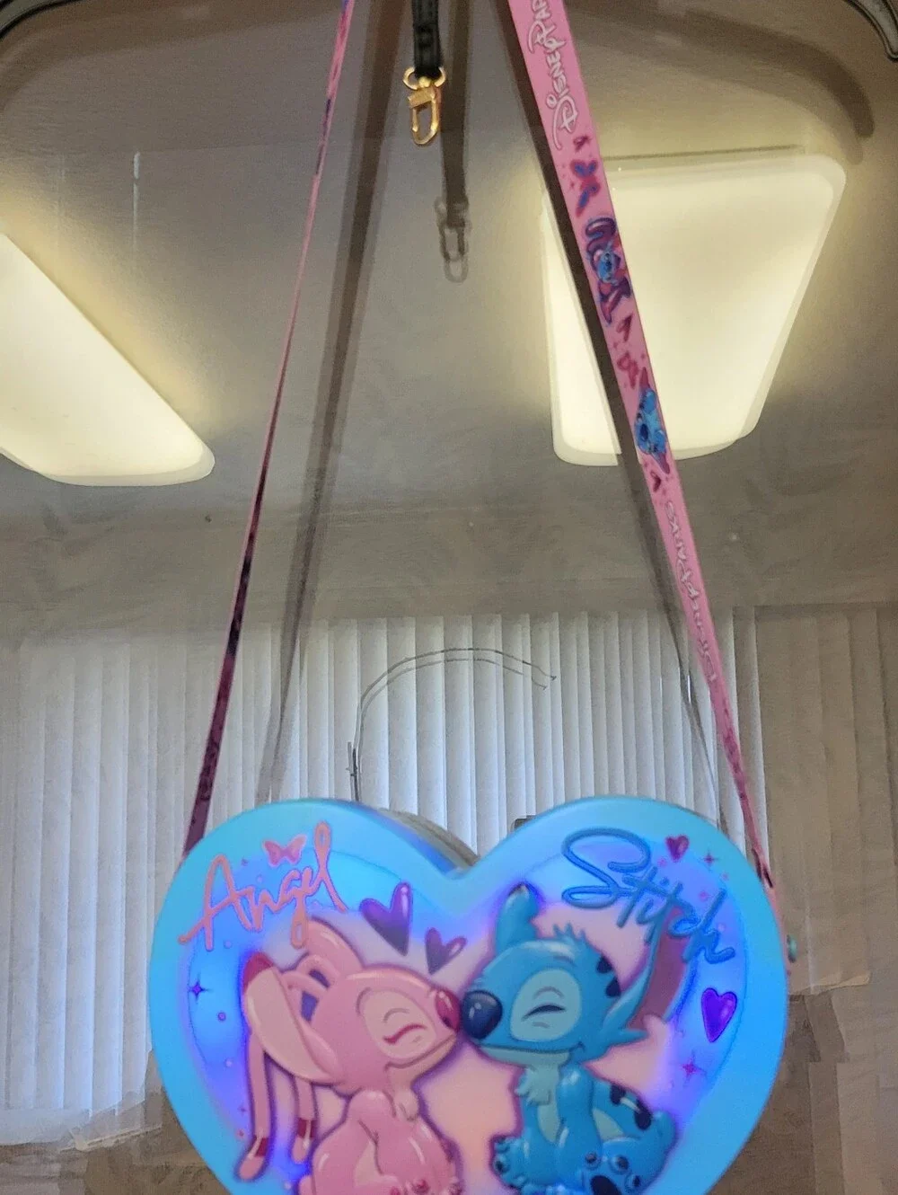 Disney Heart-Shaped Stitch & Angel Crossbody Bag – Teal & Pink